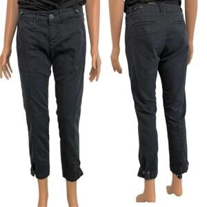 Pilcro and the Letterpress 27 fit / Hyphen chino pant waist and hem tabs P3 2682